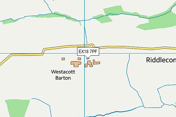 EX18 7PF map - OS VectorMap District (Ordnance Survey) EX18 7PF map - OS VectorMap District (Ordnance Survey)