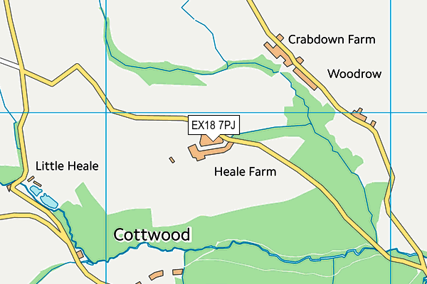 EX18 7PJ map - OS VectorMap District (Ordnance Survey) EX18 7PJ map - OS VectorMap District (Ordnance Survey)