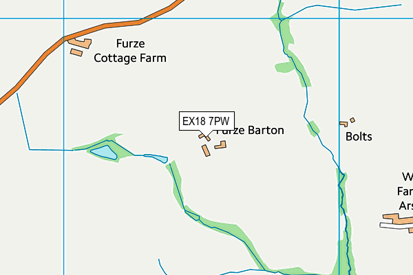 EX18 7PW map - OS VectorMap District (Ordnance Survey) EX18 7PW map - OS VectorMap District (Ordnance Survey)