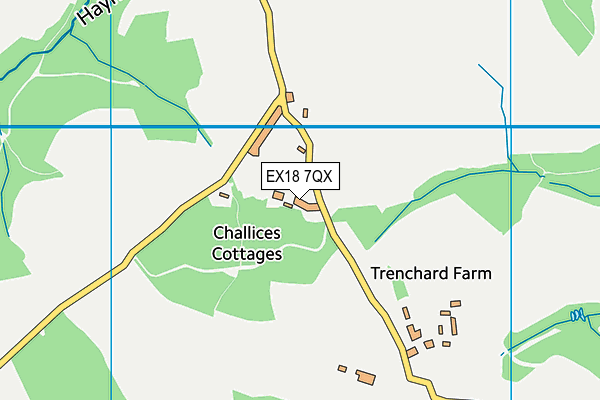EX18 7QX map - OS VectorMap District (Ordnance Survey) EX18 7QX map - OS VectorMap District (Ordnance Survey)