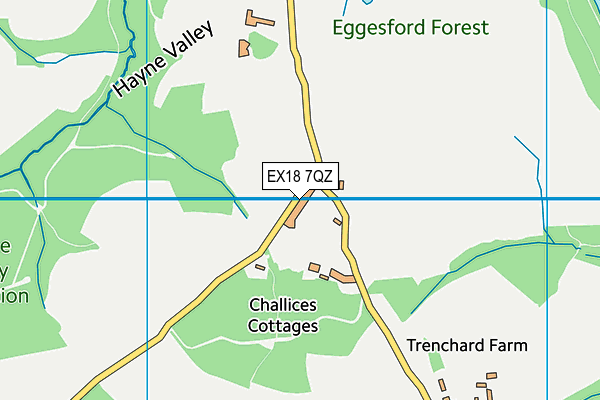 EX18 7QZ map - OS VectorMap District (Ordnance Survey) EX18 7QZ map - OS VectorMap District (Ordnance Survey)