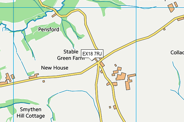 EX18 7RJ map - OS VectorMap District (Ordnance Survey) EX18 7RJ map - OS VectorMap District (Ordnance Survey)