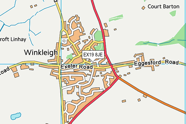 EX19 8JE map - OS VectorMap District (Ordnance Survey) EX19 8JE map - OS VectorMap District (Ordnance Survey)
