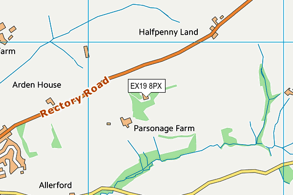 EX19 8PX map - OS VectorMap District (Ordnance Survey) EX19 8PX map - OS VectorMap District (Ordnance Survey)