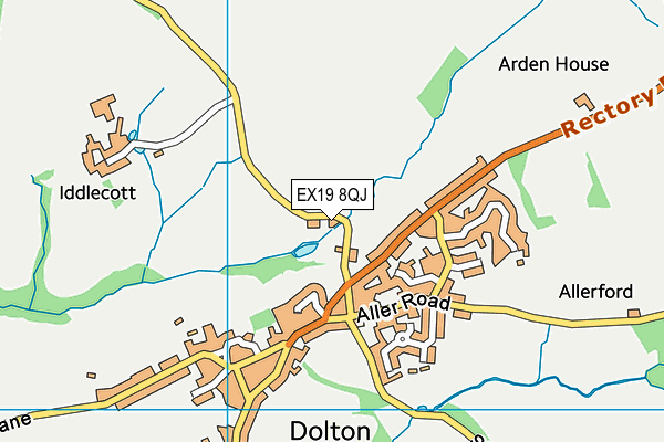 EX19 8QJ map - OS VectorMap District (Ordnance Survey) EX19 8QJ map - OS VectorMap District (Ordnance Survey)