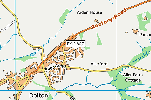 EX19 8QZ map - OS VectorMap District (Ordnance Survey)
