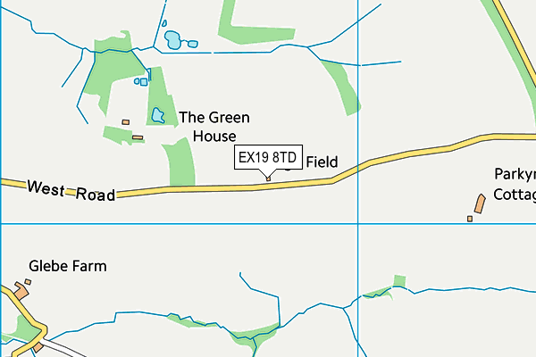 EX19 8TD map - OS VectorMap District (Ordnance Survey) EX19 8TD map - OS VectorMap District (Ordnance Survey)