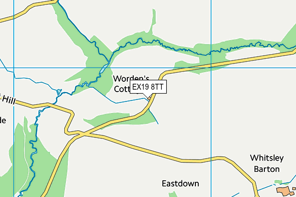 EX19 8TT map - OS VectorMap District (Ordnance Survey) EX19 8TT map - OS VectorMap District (Ordnance Survey)