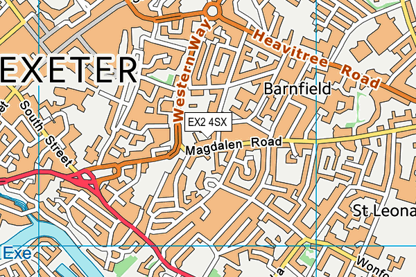 EX2 4SX map - OS VectorMap District (Ordnance Survey) EX2 4SX map - OS VectorMap District (Ordnance Survey)