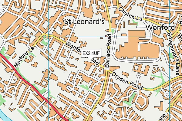 EX2 4UF map - OS VectorMap District (Ordnance Survey) EX2 4UF map - OS VectorMap District (Ordnance Survey)
