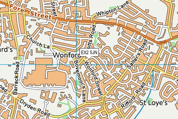 EX2 5JN map - OS VectorMap District (Ordnance Survey) EX2 5JN map - OS VectorMap District (Ordnance Survey)