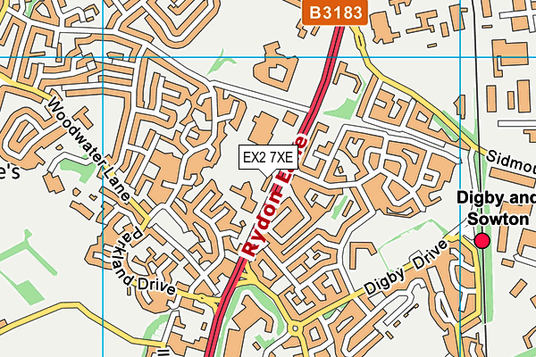 EX2 7XE map - OS VectorMap District (Ordnance Survey) EX2 7XE map - OS VectorMap District (Ordnance Survey)