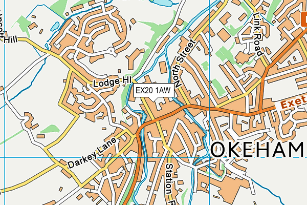 EX20 1AW map - OS VectorMap District (Ordnance Survey) EX20 1AW map - OS VectorMap District (Ordnance Survey)