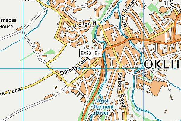 EX20 1BH map - OS VectorMap District (Ordnance Survey) EX20 1BH map - OS VectorMap District (Ordnance Survey)