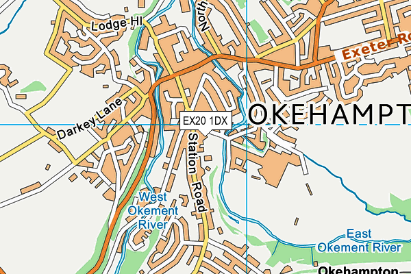 EX20 1DX map - OS VectorMap District (Ordnance Survey) EX20 1DX map - OS VectorMap District (Ordnance Survey)