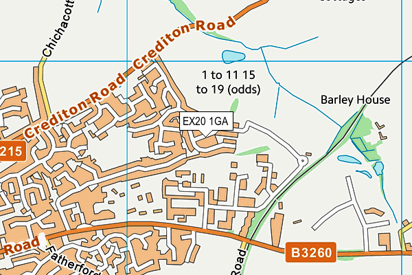 EX20 1GA map - OS VectorMap District (Ordnance Survey) EX20 1GA map - OS VectorMap District (Ordnance Survey)