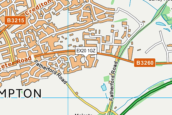 EX20 1GZ map - OS VectorMap District (Ordnance Survey) EX20 1GZ map - OS VectorMap District (Ordnance Survey)