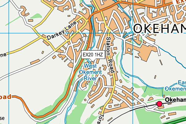 EX20 1HZ map - OS VectorMap District (Ordnance Survey) EX20 1HZ map - OS VectorMap District (Ordnance Survey)