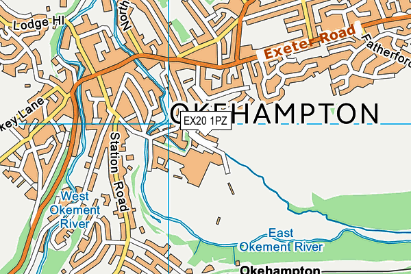 EX20 1PZ map - OS VectorMap District (Ordnance Survey) EX20 1PZ map - OS VectorMap District (Ordnance Survey)