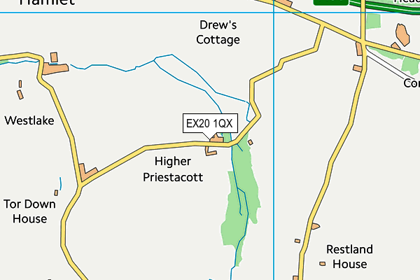 EX20 1QX map - OS VectorMap District (Ordnance Survey) EX20 1QX map - OS VectorMap District (Ordnance Survey)