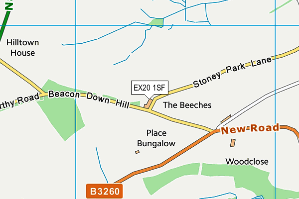 EX20 1SF map - OS VectorMap District (Ordnance Survey) EX20 1SF map - OS VectorMap District (Ordnance Survey)