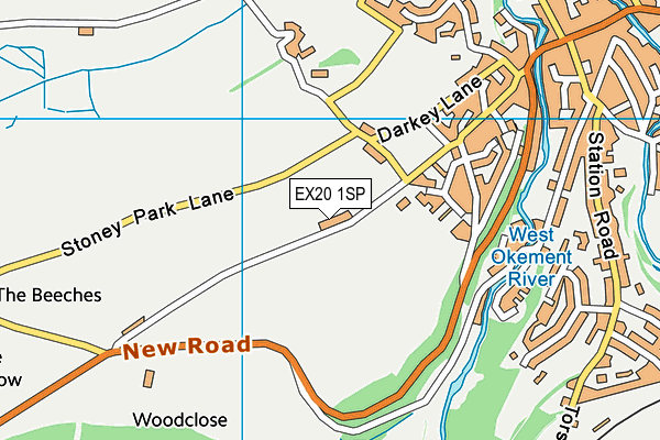 EX20 1SP map - OS VectorMap District (Ordnance Survey) EX20 1SP map - OS VectorMap District (Ordnance Survey)