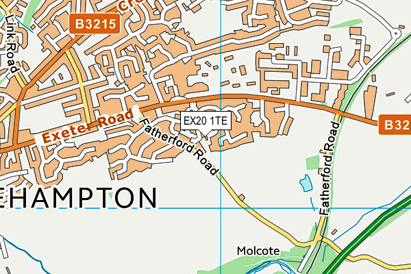 EX20 1TE map - OS VectorMap District (Ordnance Survey)