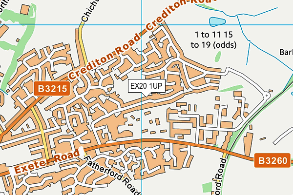 EX20 1UP map - OS VectorMap District (Ordnance Survey) EX20 1UP map - OS VectorMap District (Ordnance Survey)