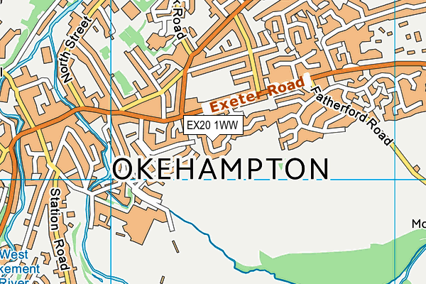 EX20 1WW map - OS VectorMap District (Ordnance Survey) EX20 1WW map - OS VectorMap District (Ordnance Survey)