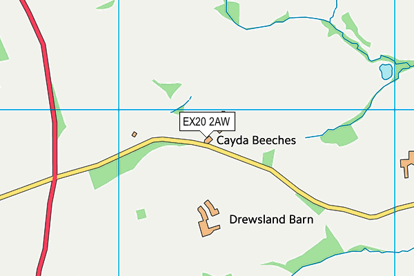 EX20 2AW map - OS VectorMap District (Ordnance Survey) EX20 2AW map - OS VectorMap District (Ordnance Survey)