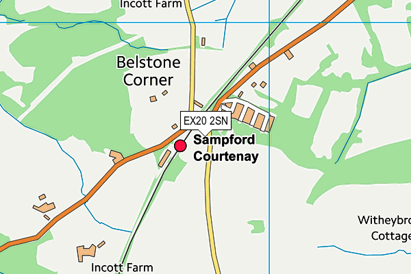 EX20 2SN map - OS VectorMap District (Ordnance Survey) EX20 2SN map - OS VectorMap District (Ordnance Survey)