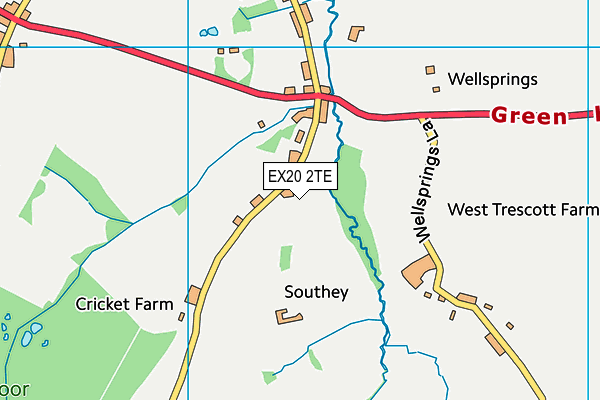 EX20 2TE map - OS VectorMap District (Ordnance Survey) EX20 2TE map - OS VectorMap District (Ordnance Survey)
