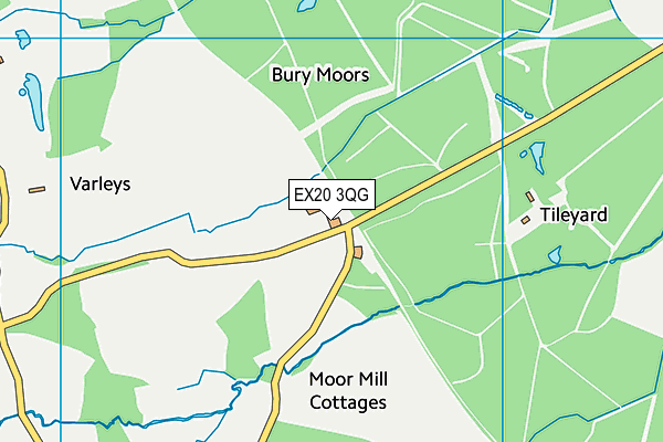 EX20 3QG map - OS VectorMap District (Ordnance Survey) EX20 3QG map - OS VectorMap District (Ordnance Survey)