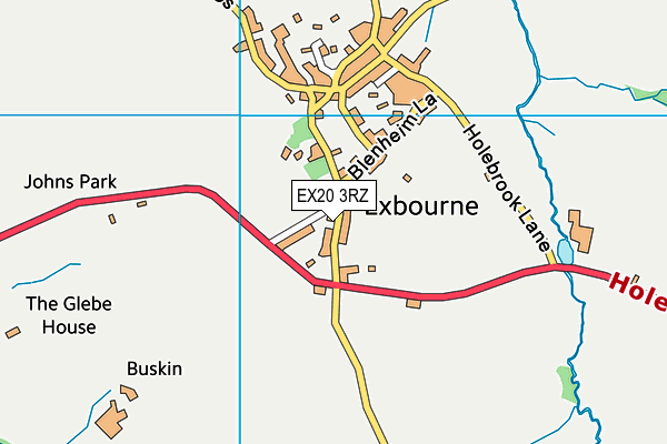 EX20 3RZ map - OS VectorMap District (Ordnance Survey) EX20 3RZ map - OS VectorMap District (Ordnance Survey)