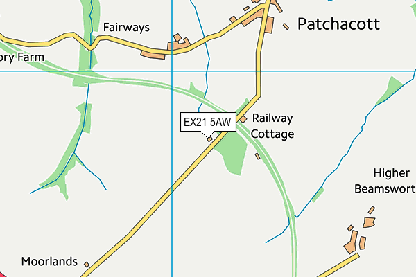 EX21 5AW map - OS VectorMap District (Ordnance Survey) EX21 5AW map - OS VectorMap District (Ordnance Survey)