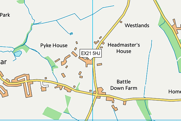 EX21 5HJ map - OS VectorMap District (Ordnance Survey) EX21 5HJ map - OS VectorMap District (Ordnance Survey)