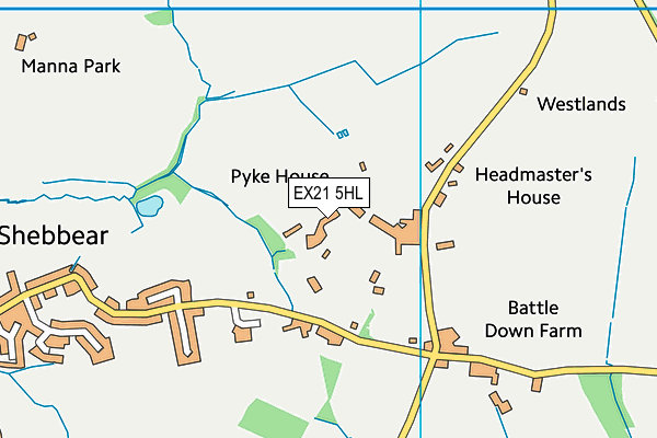EX21 5HL map - OS VectorMap District (Ordnance Survey) EX21 5HL map - OS VectorMap District (Ordnance Survey)