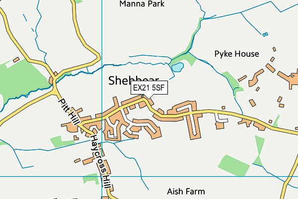 EX21 5SF map - OS VectorMap District (Ordnance Survey) EX21 5SF map - OS VectorMap District (Ordnance Survey)