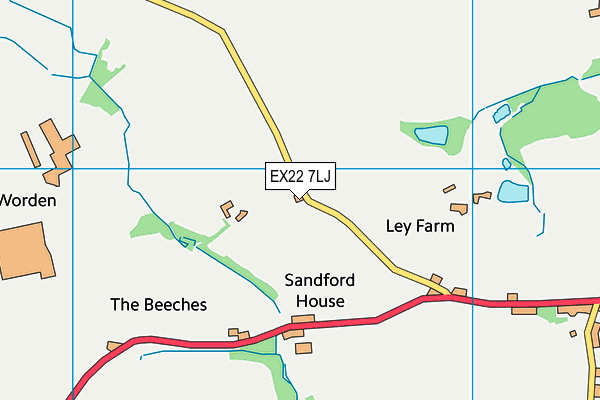 EX22 7LJ map - OS VectorMap District (Ordnance Survey) EX22 7LJ map - OS VectorMap District (Ordnance Survey)