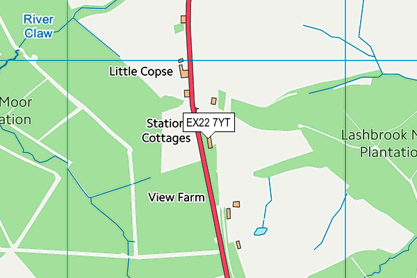 EX22 7YT map - OS VectorMap District (Ordnance Survey) EX22 7YT map - OS VectorMap District (Ordnance Survey)