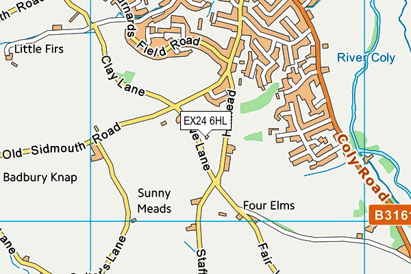 EX24 6HL map - OS VectorMap District (Ordnance Survey) EX24 6HL map - OS VectorMap District (Ordnance Survey)