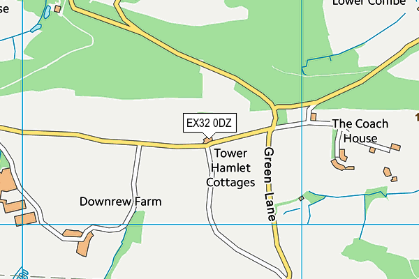 EX32 0DZ map - OS VectorMap District (Ordnance Survey) EX32 0DZ map - OS VectorMap District (Ordnance Survey)