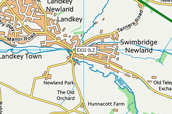 EX32 0LZ map - OS VectorMap District (Ordnance Survey)