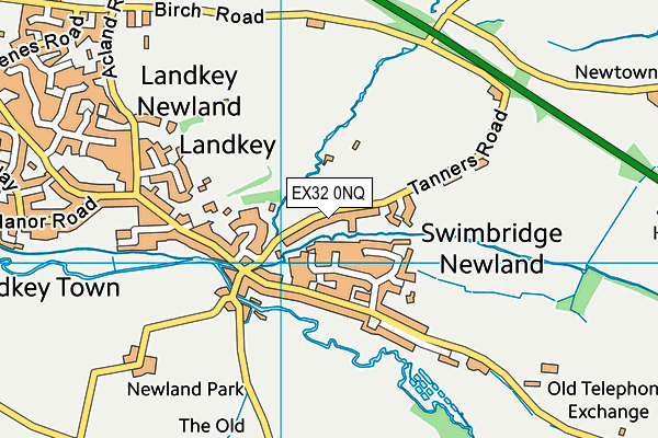 EX32 0NQ map - OS VectorMap District (Ordnance Survey) EX32 0NQ map - OS VectorMap District (Ordnance Survey)