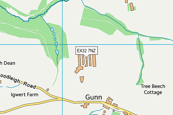EX32 7NZ map - OS VectorMap District (Ordnance Survey) EX32 7NZ map - OS VectorMap District (Ordnance Survey)