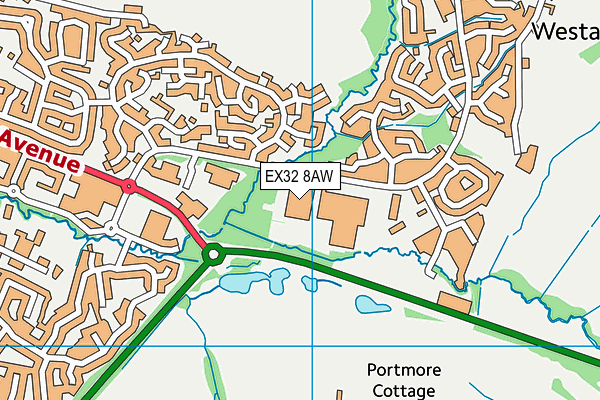 EX32 8AW map - OS VectorMap District (Ordnance Survey) EX32 8AW map - OS VectorMap District (Ordnance Survey)