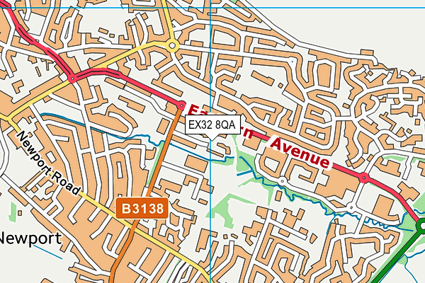 EX32 8QA map - OS VectorMap District (Ordnance Survey)