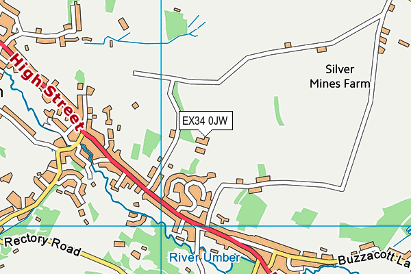EX34 0JW map - OS VectorMap District (Ordnance Survey) EX34 0JW map - OS VectorMap District (Ordnance Survey)