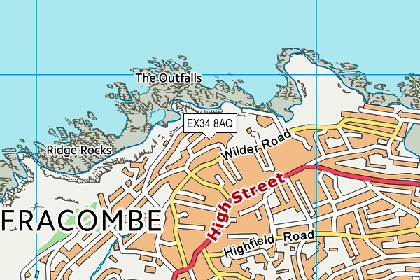 EX34 8AQ map - OS VectorMap District (Ordnance Survey) EX34 8AQ map - OS VectorMap District (Ordnance Survey)