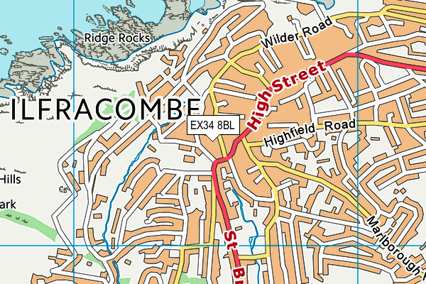 EX34 8BL map - OS VectorMap District (Ordnance Survey) EX34 8BL map - OS VectorMap District (Ordnance Survey)